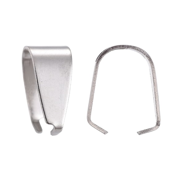 100pc 201 Stainless Steel Snap on Bails Stainless Steel Color 10x7x4.5mm