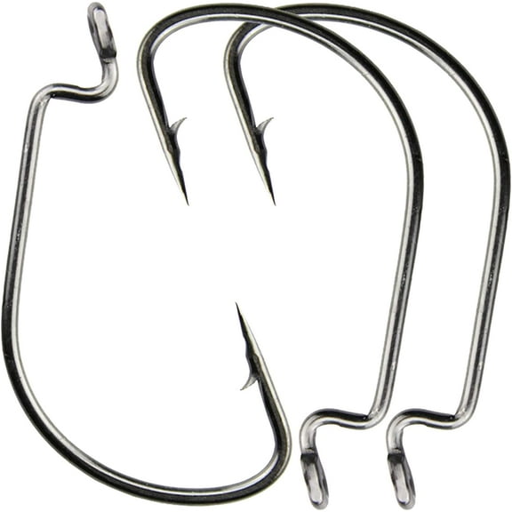 100pc 2X High Carbon Steel Offset Worm Hook Sport Circle Saltwater Fishing Hooks (2/0)