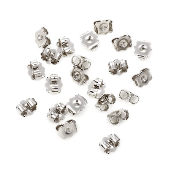 100pc 304 Stainless Steel Ear Nuts Butterfly Earring Backs Flower 6x5.5x3mm Hole: 0.8mm