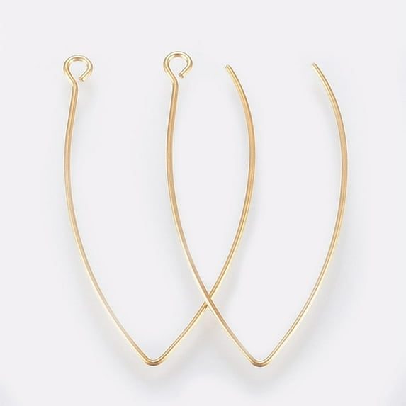 100pc 304 Stainless Steel Earring Hooks Ear Wire with Horizontal Loop Golden 41x22x0.8mm Hole: 2.5mm 20 Gauge Pin: 0.8mm