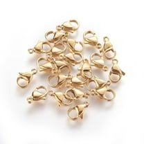 100pc 304 Stainless Steel Lobster Claw Clasps Parrot Trigger Clasps Manual Polishing Real 24K Gold Plated 12x7x4mm Hole: 1mm