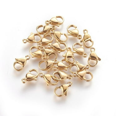 100pc 304 Stainless Steel Lobster Claw Clasps Parrot Trigger Clasps Manual Polishing Real 24K Gold Plated 12x7x4mm Hole: 1mm