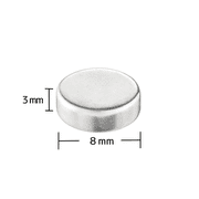 Strong Neodymium 100pc 8mm x 3mm Disc Magnets