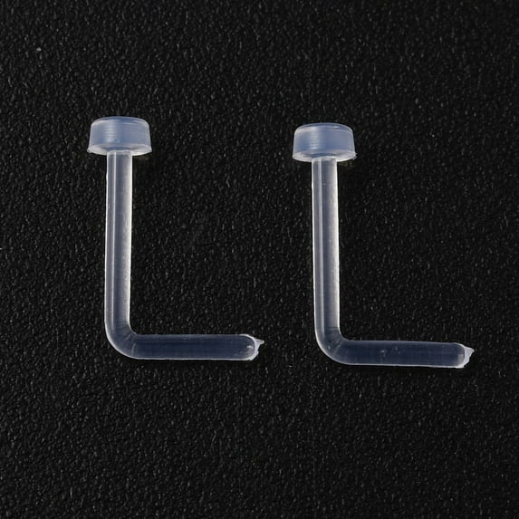 100pc Acrylic L-Shaped Nose Ring Piercing Body Jewelry for Her White 8x6x2mm Pin: 0.7mm