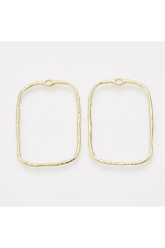 100pc Alloy Open Back Bezel Pendants For DIY UV Resin Epoxy Resin Pressed Flower Jewelry Rectangle Light Gold 46x32.5x2mm Hole: 3x1.5mm