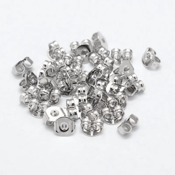 100pc Brass Ear Nuts Friction Earring Backs for Stud Earrings Cadmium Free & Nickel Free & Lead Free Platinum 5x5x3mm Hole: 1mm Mixed Color