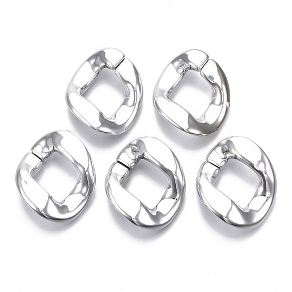 100pc CCB Plastic Linking Rings Quick Link Connectors For Jewelry Curb Chains Making Twist Platinum 48x40.5x10mm Inner Diameter: 22x25mm