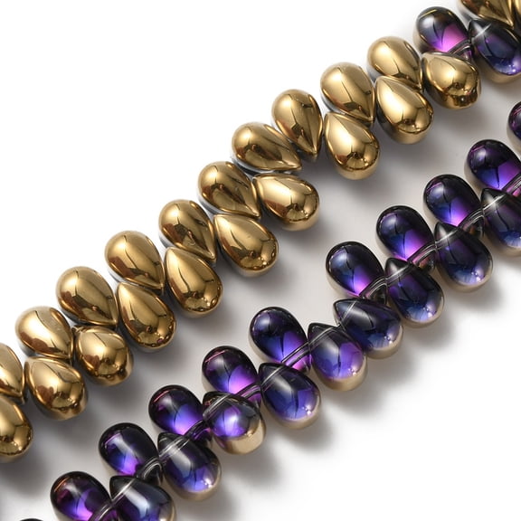 100pc DIY Electroplate Glass Beads Top Drilled Teardrop Colorful 8.5x5x5.5mm Hole: 0.8mm