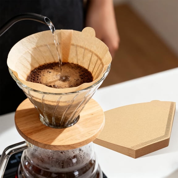 100pc Disposable Drip Coffee Filter, small size Natural Paper for Pour Over and Drip Makers, Tear Resistant Precision Creased, Used for pouring cups and drip coffee machines (white)
