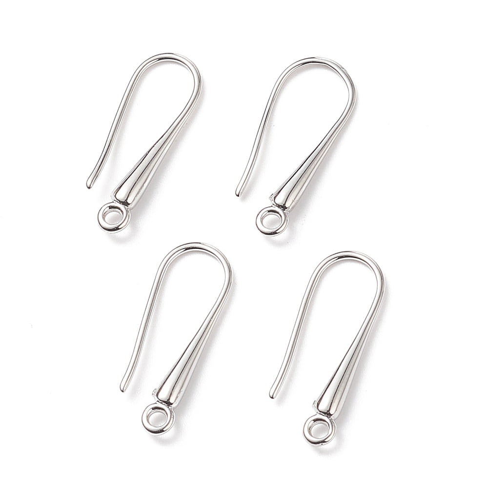 100pc Eco-Friendly Brass Earring Hooks Ear Wire Cadmium Free & Nickel Free & Lead Free Platinum 21x9x2.3~2.8mm Hole: 1.5mm 20 Gauge Pin: 0.8mm