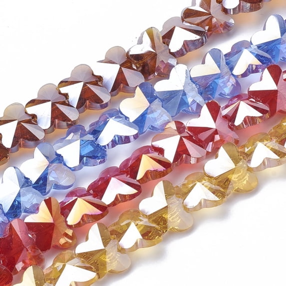 100pc Electroplate Glass Beads AB Color Plated Faceted Butterfly Mixed Color 12x14.5x7.5mm Hole: 1mm