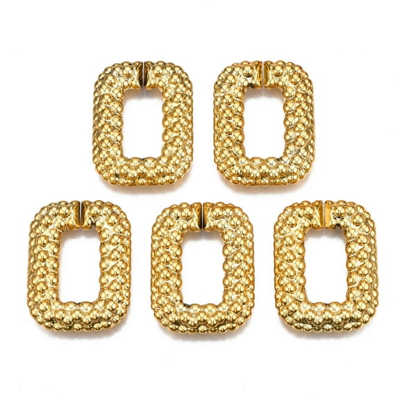 100pc Electroplated CCB Plastic Linking Rings Quick Link Connectors for Jewelry Chain Making Rectangle Golden 42x31.5x8mm Inner Diameter: 13x24mm