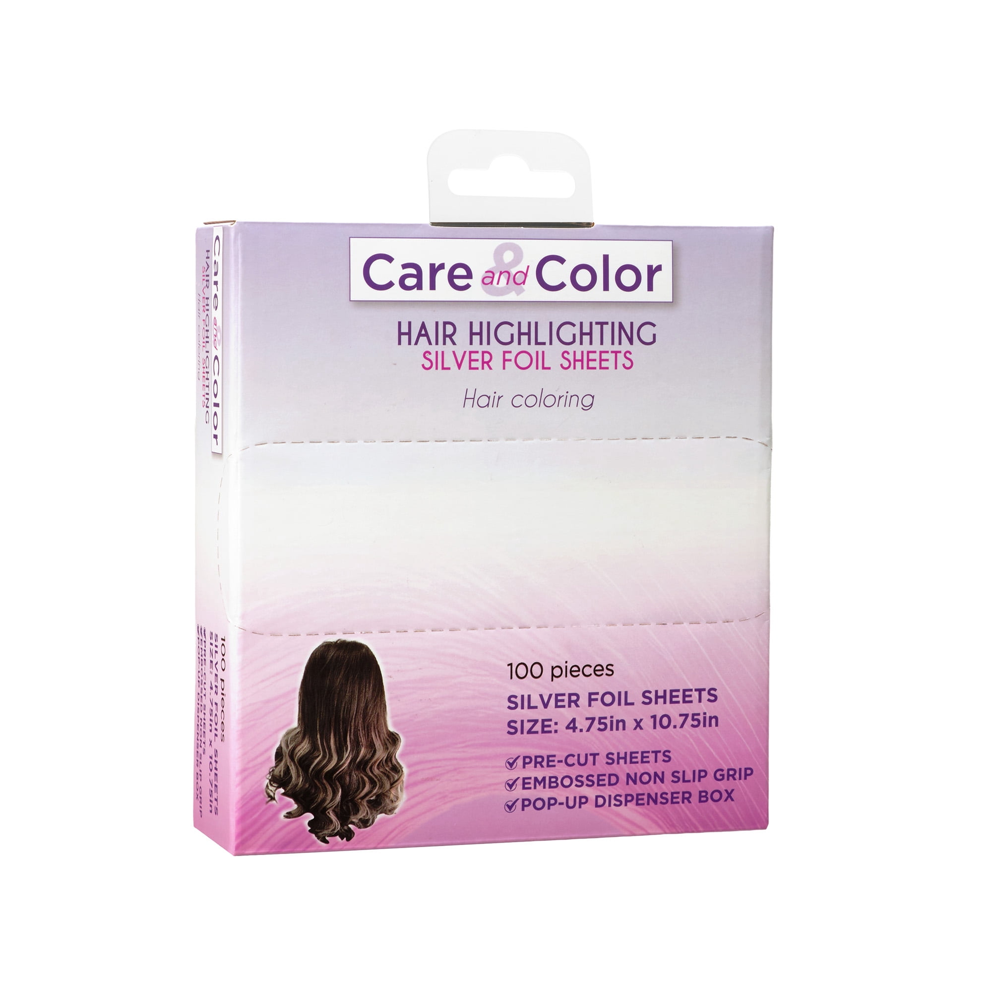 Care & Color Pre-Cut with Pop-Up Dispenser Foil Sheets Hair Coloring Medium, 100pc