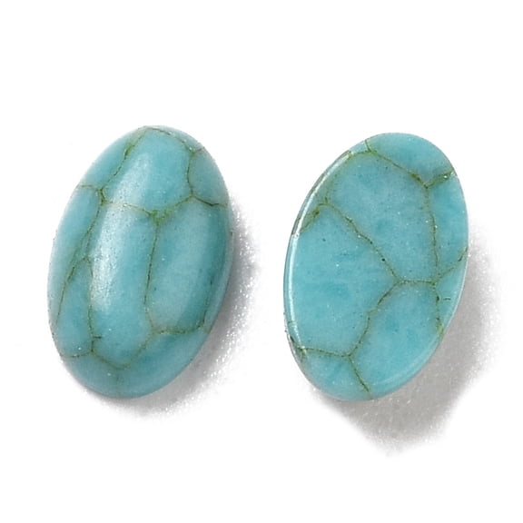 100pc Glass Cabochons Imitation Gemstone Oval Medium Turquoise 6x4x2mm