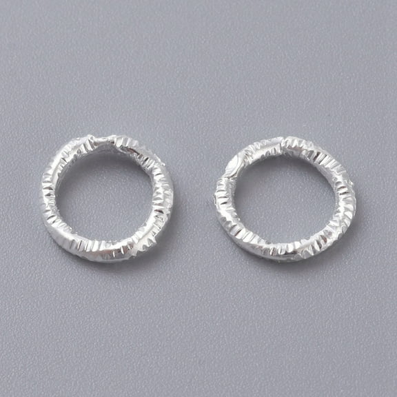 100pc Iron Soldered Closed Jump Rings Twisted Round Diamond Cut Textured Silver Color Plated 18 Gauge 7.5~8.5x1mm Inner Diameter: 5.5mm