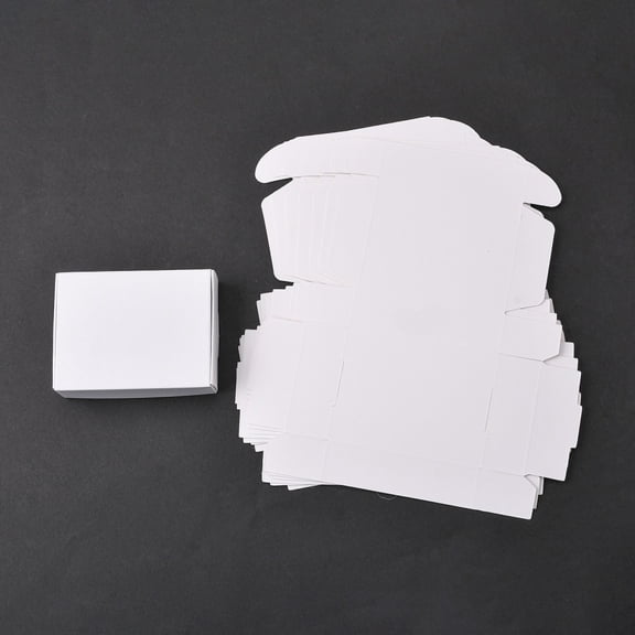100pc Kraft Paper Gift Box Mailing Boxes Folding Boxes Rectangle White 8x6x2cm