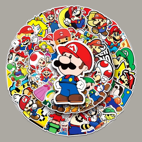 100pc Mario Stickers,Cartoon Waterproof Sticker for Laptop,Anime Vinyl Decals for Water Bottle,Skateboard,Hydroflasks,Cute Gifts for Friends Girls Kids
