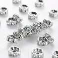 thumbnail image 1 of 100pc Middle East Rhinestone Spacer Beads Clear Brass Platinum Metal Color Nickel Free Size: about 8mm in diameter 3.8mm thick hole: 1.5mm, 1 of 2