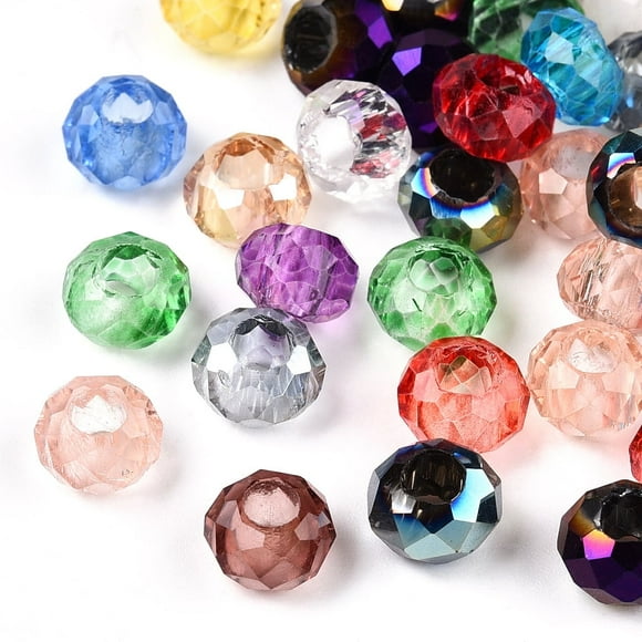 100pc Mixed Glass Beads Large Hole Beads Faceted Rondelle Mixed Color 8x5mm Hole: 3mm