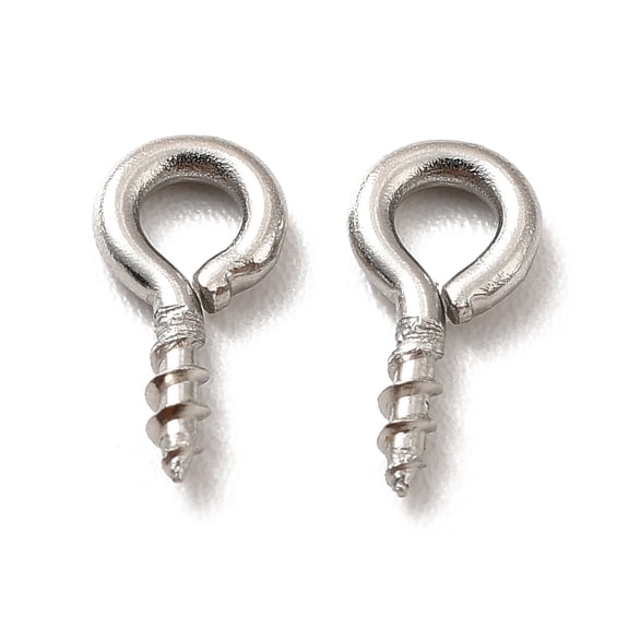 100pc Non-Tarnish 304 Stainless Steel Screw Eye Pin Peg Bails For Half Drilled Beads Stainless Steel Color 8x4x1mm Hole: 2mm Pin: 1mm