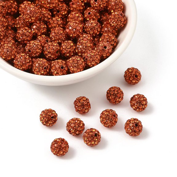 100pc Pave Disco Ball Beads Polymer Clay Rhinestone Beads Grade A Round Hyacinth PP12(1.8~1.9mm) 8mm Hole: 1mm