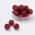 thumbnail image 1 of 100pc Pave Disco Ball Beads Polymer Clay Rhinestone Beads Round Siam PP13(1.9~2mm) 6 Rows Rhinestone 10mm Hole: 1.5mm, 1 of 2