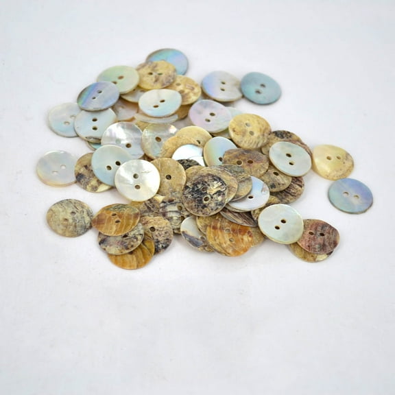 100pc Pearl Oyster Shell Buttons Flat Round about 15mm in diameter hole: 2mm