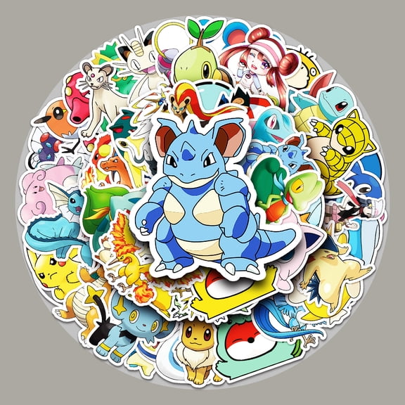 100pc Pokemon Stickers,Cartoon Waterproof Sticker for Laptop,Anime Vinyl Decals for Water Bottle,Skateboard,Hydroflasks,Cute Gifts for Friends Girls Kids