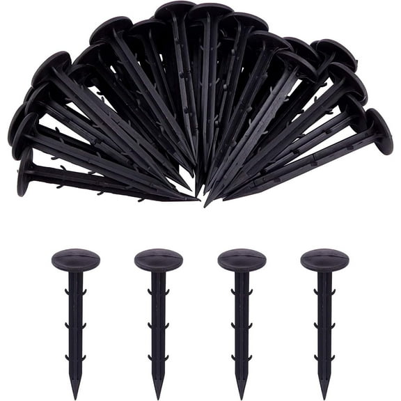 100pc Polypropylene(PP) Garden Stakes Anchors Garden Ground Nail Fixing Tools for Plant Support Black 108x30mm Pin: 9mm