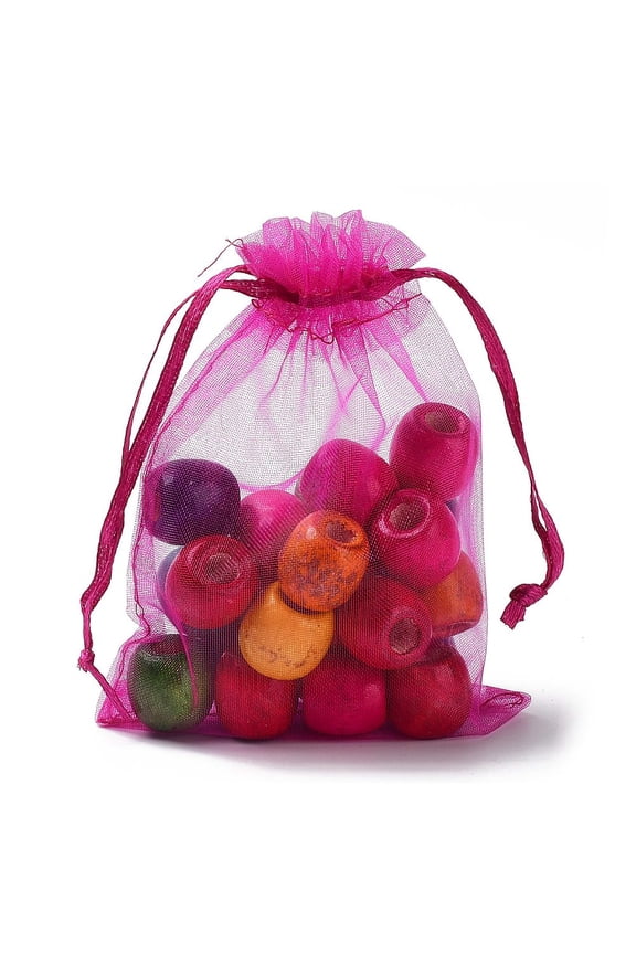 100pc Rectangle Organza Drawstring Bags Camellia 12x9cmDIY