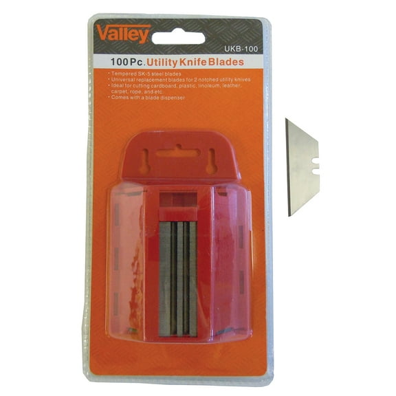 100pc Refill Blades for Utility Knife with Plastic Dispenser