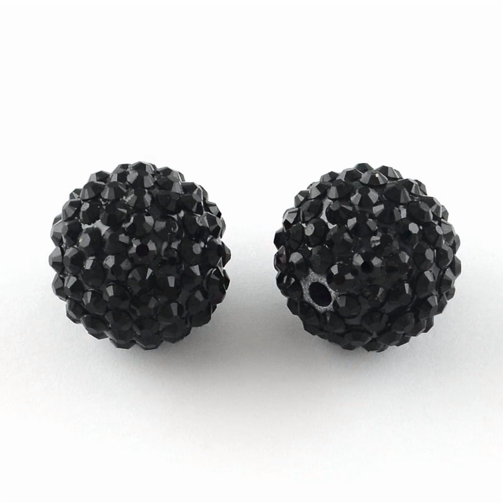 100pc Resin Rhinestone Beads with Acrylic Round Beads Inside for Bubblegum Jewelry Black 20x18mm Hole: 2~2.5mm