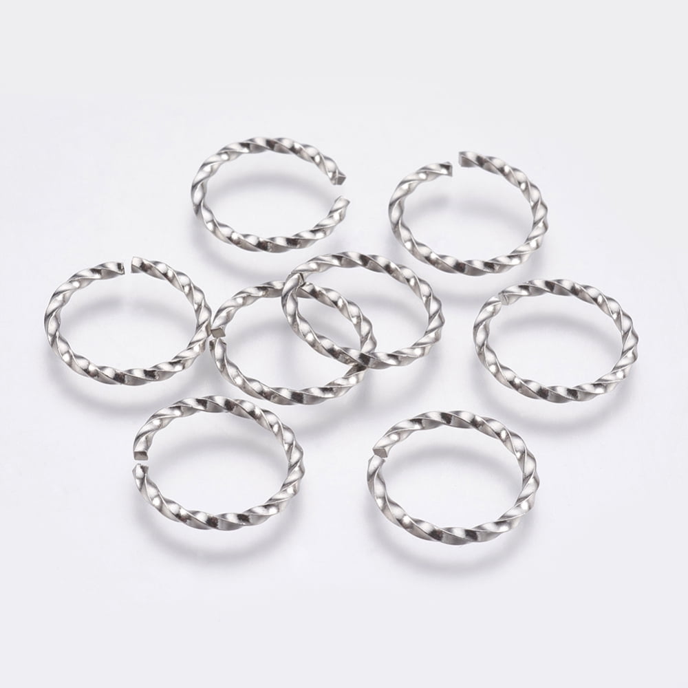 100pc Resistant 304 Stainless Steel Open Jump Rings Twisted Round Stainless Steel Color 15x1.5mm 15 Gauge Inner Diameter: 12mm