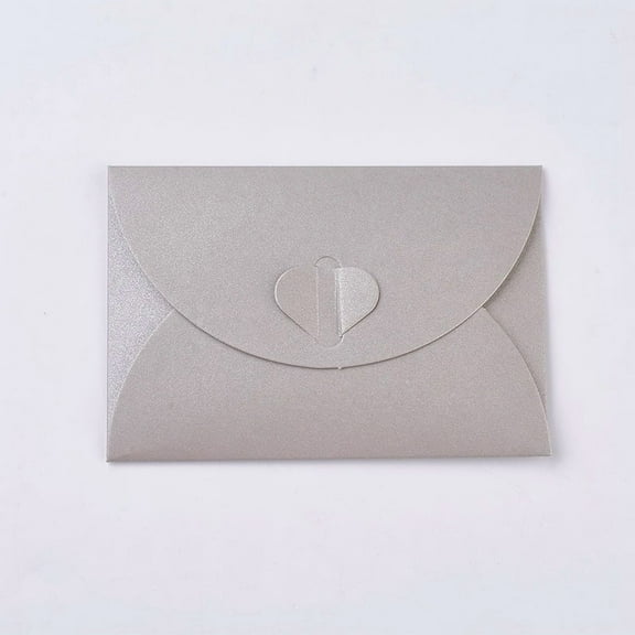 100pc Retro Colored Pearl Blank Mini Paper Envelopes Wedding Party Invitation Envelope DIY Gift Envelope Heart Closure Envelopes Rectangle Silver 7.2x10.5cm