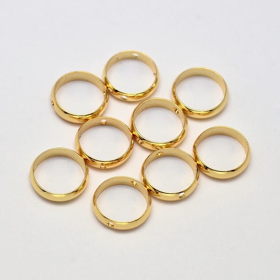 100pc Ring Brass Bead Frames Cadmium Free & Nickel Free & Lead Free Real 18K Gold Plated 10x2.5mm Hole: 1mm