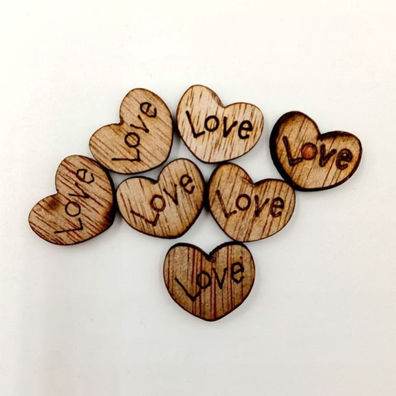 100pc Rustic Wooden Love Heart Shape Crafts Wood Heart Wooden Shapes Slices Love