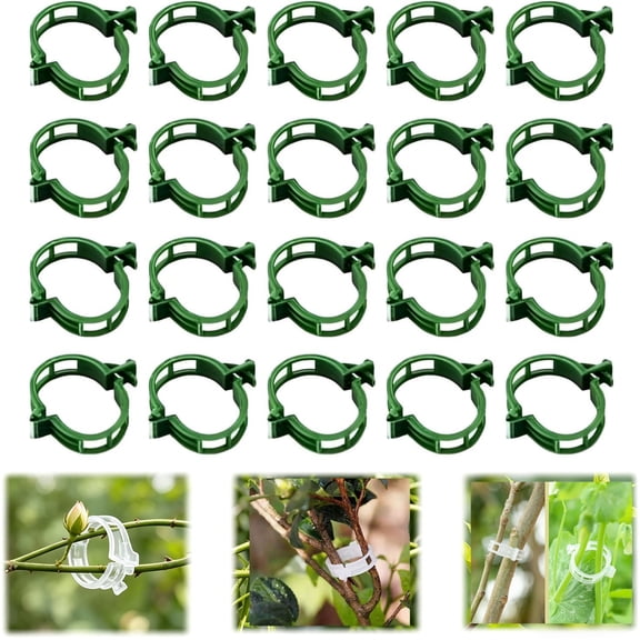 100pc Secured Plastic Plant Clip, 2026 New Plant Support Clips,Plant Support Clips , Reusable Garden Clips for Climbing Plants, Plastic Trellis Clips for Tomato Grape Vine Vegetables (Green, 1)