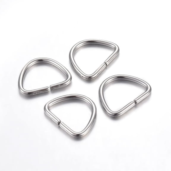 100pc Tarnish Resistant 304 Stainless Steel D Rings Buckle Clasps For Webbing Strapping Bags Garment Accessories Stainless Steel Color 12x15x1.5mm Inner Size: 9.5x12mm