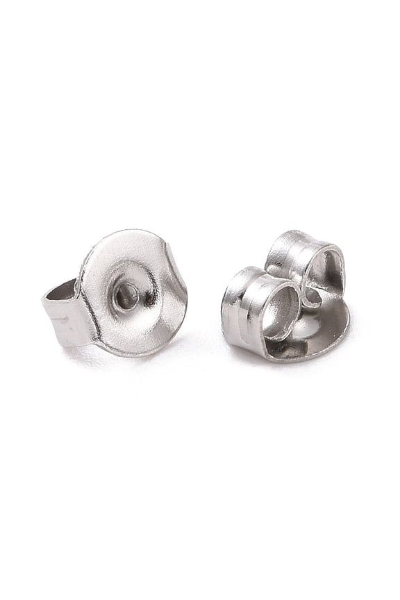 100pc Tarnish Resistant 304 Stainless Steel Ear Nuts Friction Earring Backs for Stud Earrings Stainless Steel Color 5x4x2.5mm Hole: 1mm