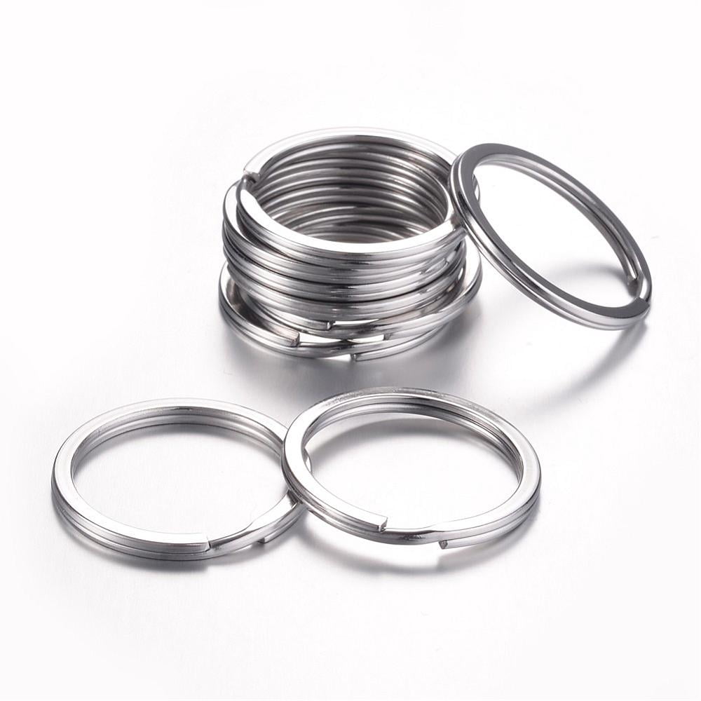100pc Tarnish Resistant 304 Stainless Steel Keychain Clasps Split Key Rings Stainless Steel Color 30x3mm