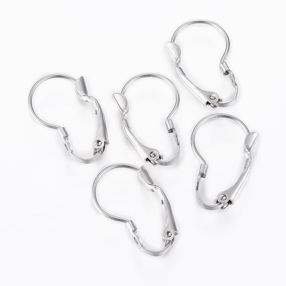 100pc Tarnish Resistant 304 Stainless Steel Leverback Earring Findings with Loop Stainless Steel Color 19.5x12x3mm Hole: 1.2mm Pin: 0.8mm