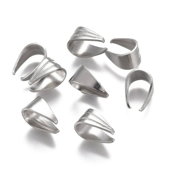 100pc Tarnish Resistant 304 Stainless Steel Snap On Bails Stainless Steel Color 8x6x1.5~4.5mm Inner Diameter: 5.5x5mm