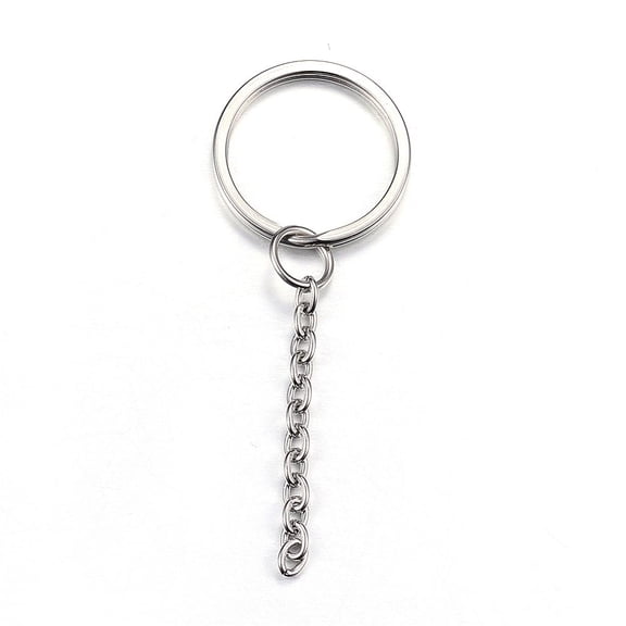 100pc Tarnish Resistant 304 Stainless Steel Split Key Rings Keychain 68mm Clasp Findings Stainless Steel Color