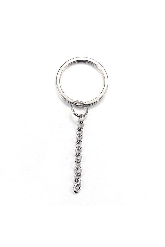 100pc Tarnish Resistant 304 Stainless Steel Split Key Rings Keychain 68mm Clasp Findings Stainless Steel Color