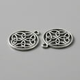 thumbnail image 1 of 100pc Tibetan Style Alloy Charms Hollow Flat Round with Flower Antique Silver 21x18x1.3mm Hole: 1.8mm, 1 of 2