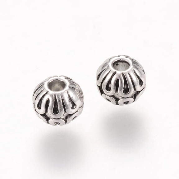 100pc Tibetan Style Alloy Spacer Beads Rondelle Cadmium Free & Lead Free Silver 6x5mm Hole: 2mm