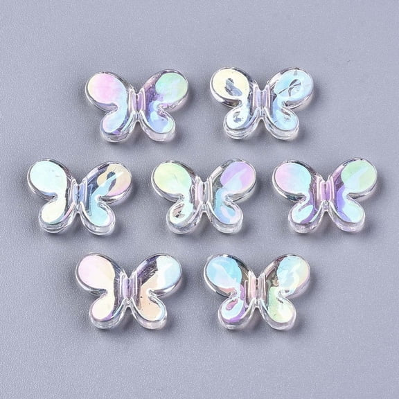 100pc Transparent Acrylic Beads AB Color Butterfly Clear AB 12.5x17x4mm Hole: 2mm