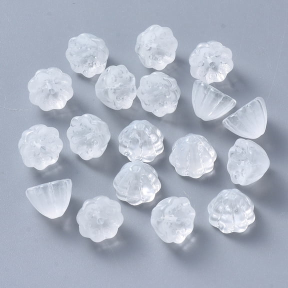 100pc Transparent Baking Paint Glass Beads Imitation Jade Lotus Pod Clear 11x10.5x8mm Hole: 1mm