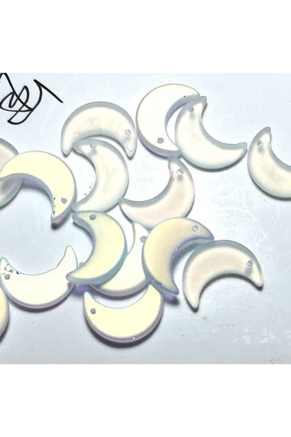 100pc Transparent Glass Pendants Frosted Moon Clear AB 16x11mm