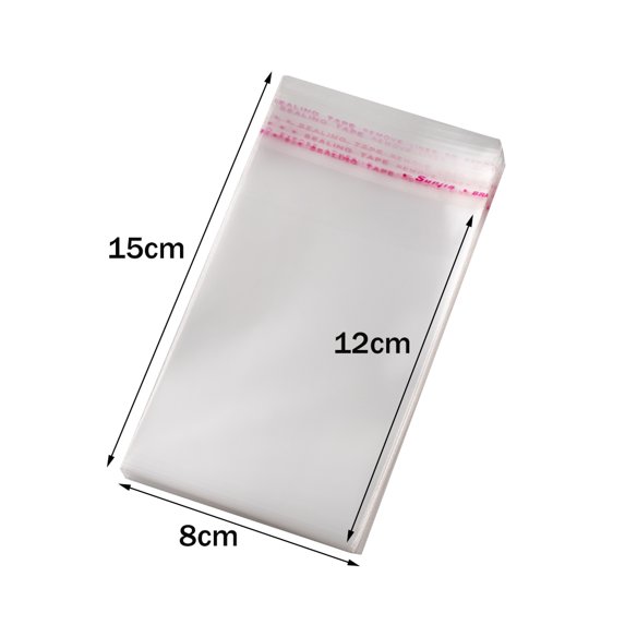 100pc Transparent Plastic Bag Small Self Sealing Cellophane Sachet Pouch For Jewelry Display Packaging Business Organizer Supply 8x15cm